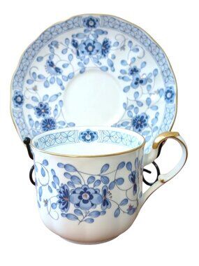 NEW NARUMI Milano Cup & Saucer Blue Plum Blossom Bone China Tea Coffee Espresso